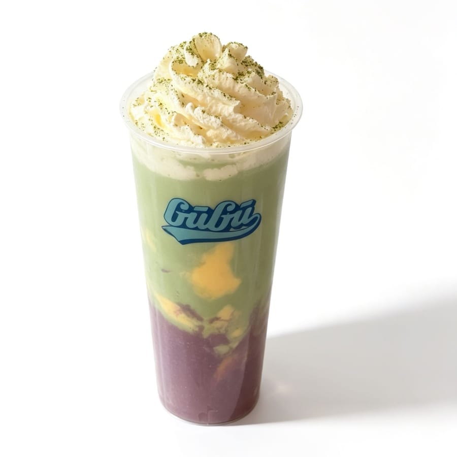 Macha ube cream top