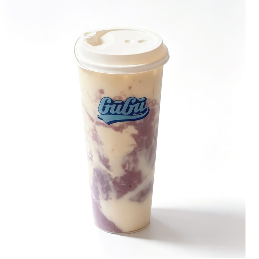 Ube milk tea with taroball